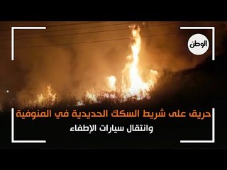 حريق على شريط السكك الحديدية في المنوفية.. وانتقال سيارات الإطفاء