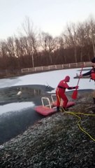 Dog Rescued from Ice Covered Pond