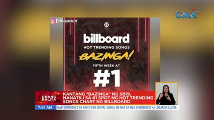 Kantang "Bazinga" ng SB19, nanatili sa #1 spot ng hot trending songs chart ng billboard | UB