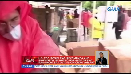 U.S. CDC, posibleng irekomenda ang pagsusuot ng KN95 o N95 mask bilang pag-iingat sa COVID-19 Omicron Variant | UB