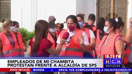 Empleados de "Mi Chambita" protestan por falta de pago en SPS