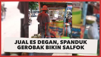 Jual Es Degan, Tulisan Spanduk di Gerobak Pedagang Ini Bikin Salfok, Publik: Metal Banget