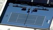 Aerial footage shows Novak Djokovic training at Rod Laver Arena at Melbourne Park