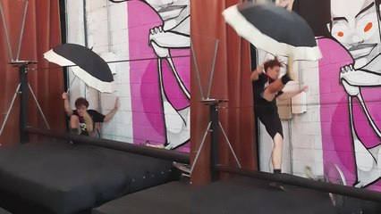 'Acrobat refuses to give up after tightrope walking trick flops on first attempt *Inspirational*'