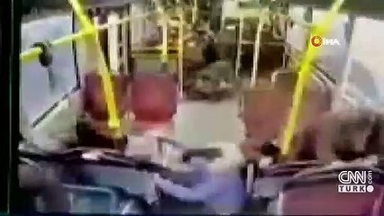 Freni patlayan otobüste panik anları