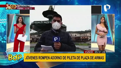 Cusco: captan a tres menores dañando pileta de la Plaza de Armas