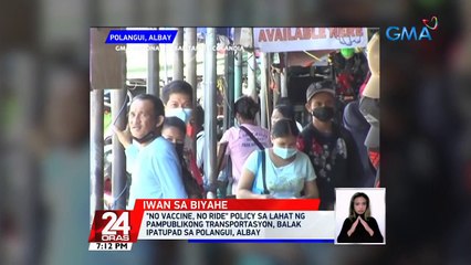 "No Vaccine, No Ride" policy sa lahat ng pampublikong transportasyon...| 24 Oras