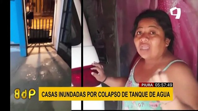 Piura: viviendas quedan inundadas tras colapso de tanque de agua
