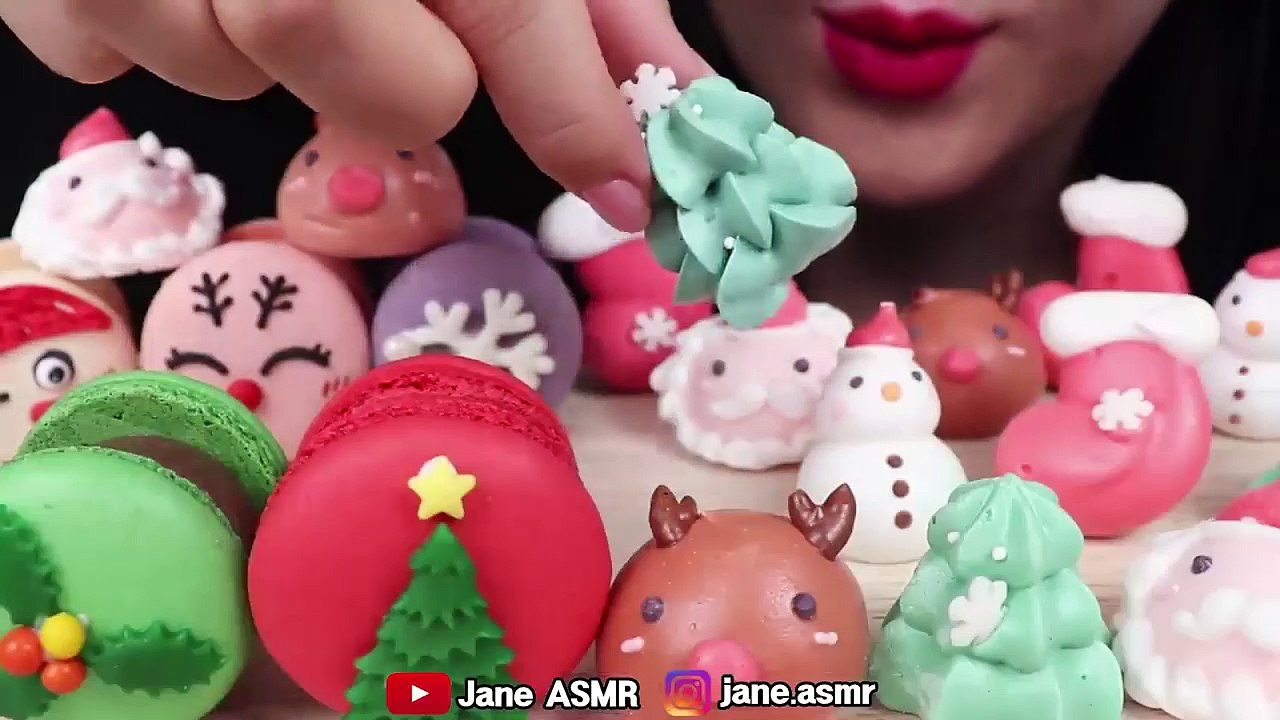 ASMR HOT CHOCOLATE BOMB, MERINGUE COOKIES, MACARON, MUKBANG VIDEO