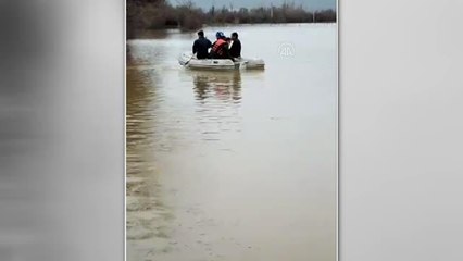 Şiddetli yağışta mahsur kalan hayvanları AFAD ekipleri kurtardı