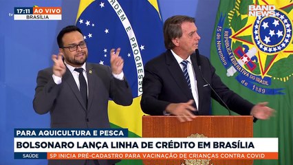 O Presidente Jair Bolsonaro participou hoje (12) do Lançamento de Linhas de Crédito para Aquicultura e Pesca, no Palácio do Planalto.
