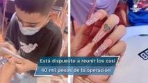 Niño de 9 años pone uñas acrílicas para pagar la operación de su hermano en Tamaulipas