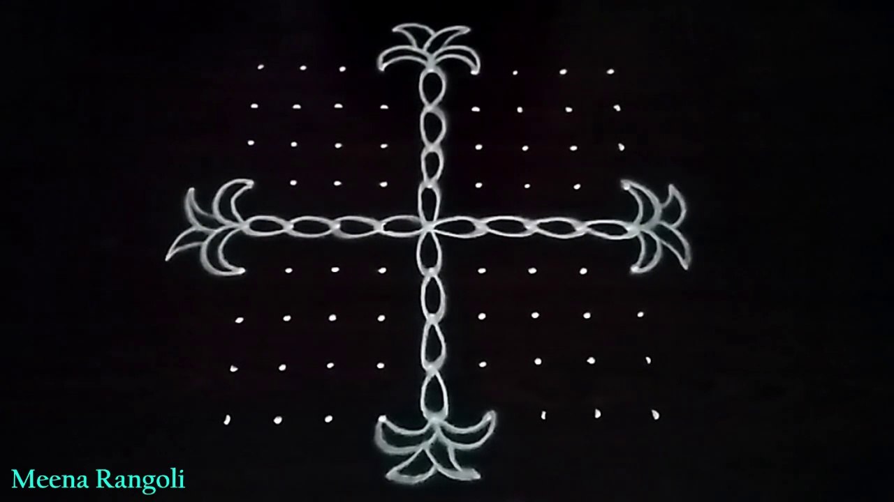simple sankranti rangoli design with dots - sankranthi muggulu - sankranthi rangoli #rangolidesigns
