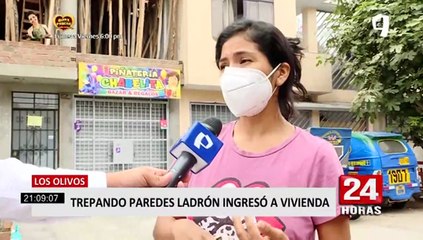 Download Video: Los Olivos: delincuente es captado trepando pared de vivienda para robar