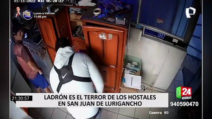 SJL: delincuente se hace pasar como cliente y asalta dos hostales en un solo día