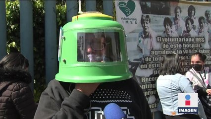 Derechohabiente del IMSS crea "casco" contra Covid-19