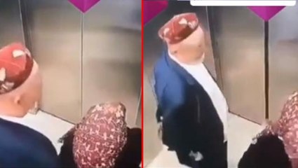 Asansör kamerasına takıldılar! Yaşlı karı kocanın hareketleri sosyal medyada viral oldu