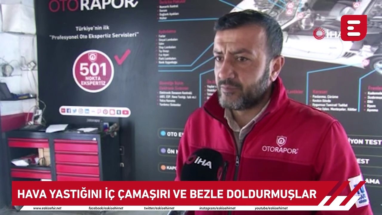 Açılan hava yastığını iç çamaşırı ve bezle doldurmuşlar