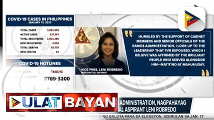 Télécharger la video: Ilang dating opisyal ng Ramos administration, nagpahayag ng suporta kay presidential aspirant Leni Robredo; Mayor Sara, may mensahe sa kanyang supporters na nais sumuporta sa ibang Presidential aspirant