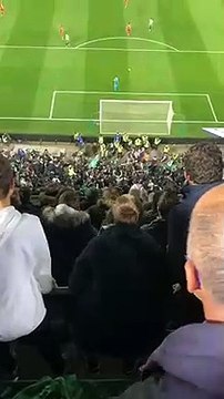 Pelea entre las dos facciones ultras del Betis minutos antes del lanzamiento del palo.