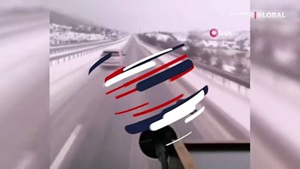 Karlı yolda takla attı! Korkunç kaza anı kamerada
