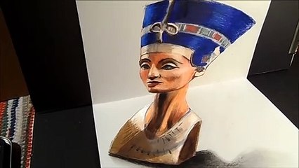 Drawing 3D Bust of Nefertiti - Trick Art on Paper