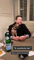 Dog Cleans Dad's Face for Comfort