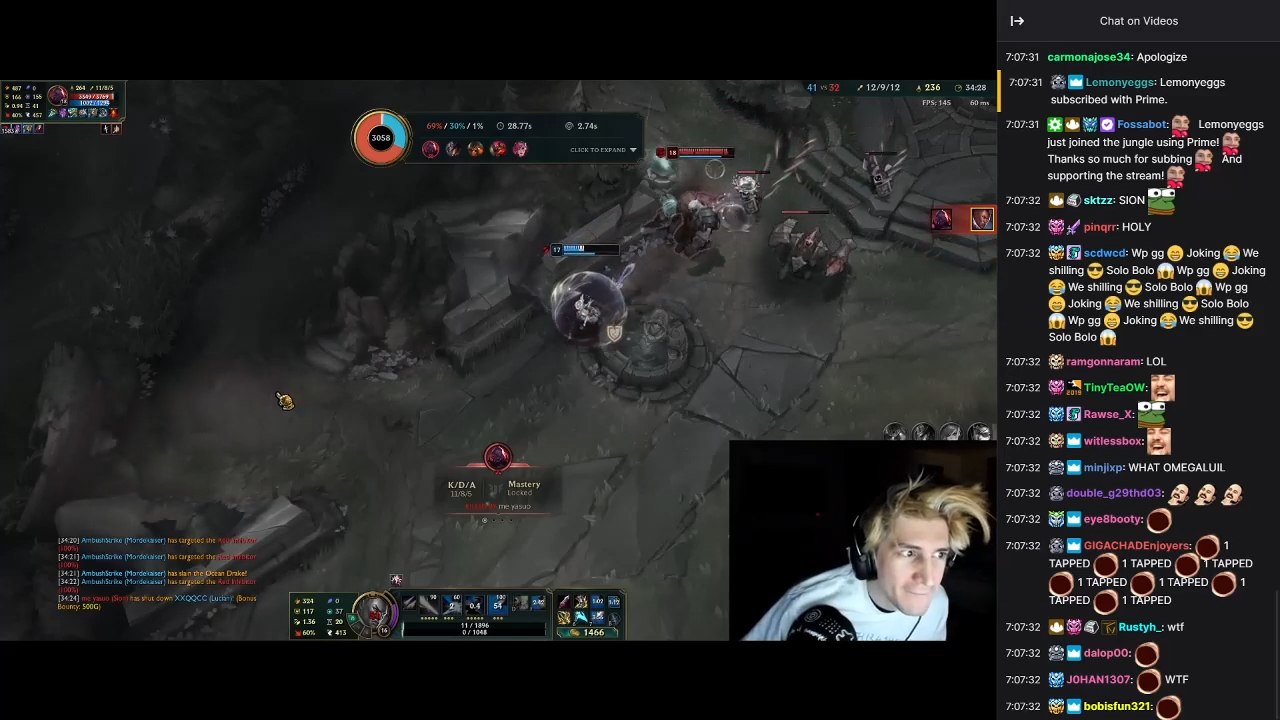 XQC entra em choque após ser morto por um Sion AD