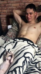 Sphynx Cat Scratching Ears Accidentally Copies Guy