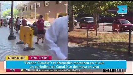 "Perdón Claudio": el dramático momento en el que un periodista de Canal 9 se desmaya en vivo