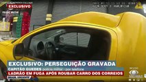 Uma câmera policial gravou uma perseguição na região do Jaçanã, na zona norte de São Paulo. Os bandidos roubaram um carro dos Correios.