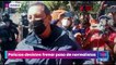 Policías desisten en el frenar paso de normalistas en Oaxaca
