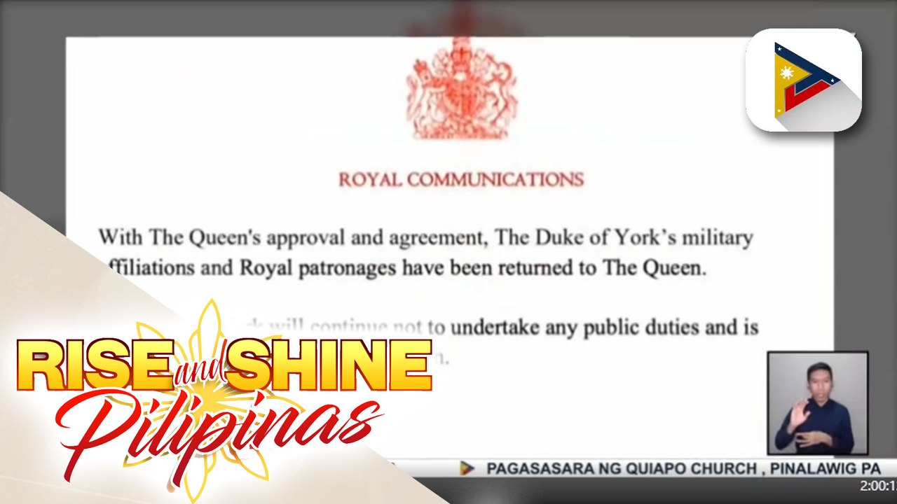 Prince Andrew Duke of New York, binitawan na ang military title at iba pang pribilehiyo sa gitna ng kinahaharap na sexual assault case