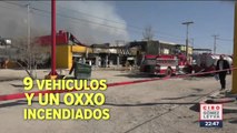 Grupos criminales incendiaron 9 vehículos y un OXXO en CD Juárez