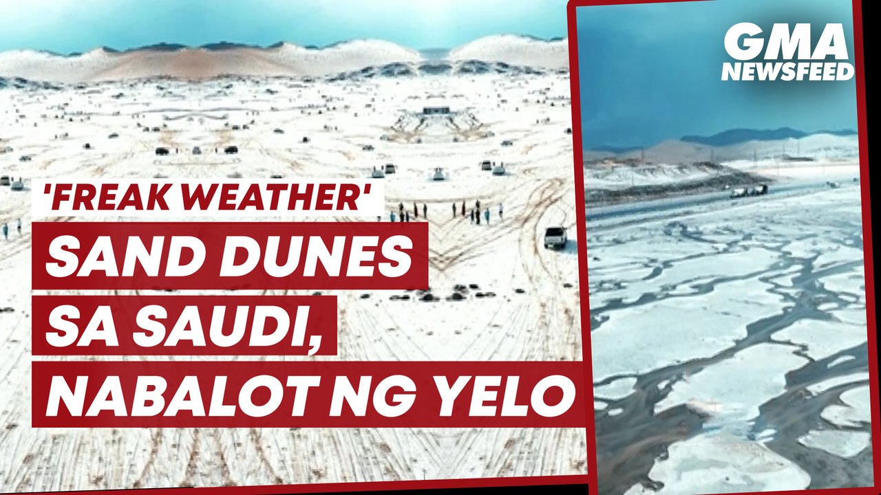 Sand dunes sa Saudi, nabalot ng yelo | GMA News Feed