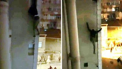 İstanbul'daki yangında can pazarı! Penceren sarkıp dakikalarca kurtarılmayı bekledi