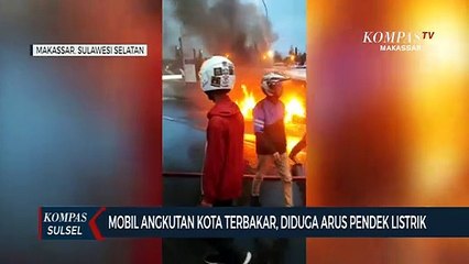 Mobil Angkutan Kota Terbakar Diduga Arus Pendek Listrik