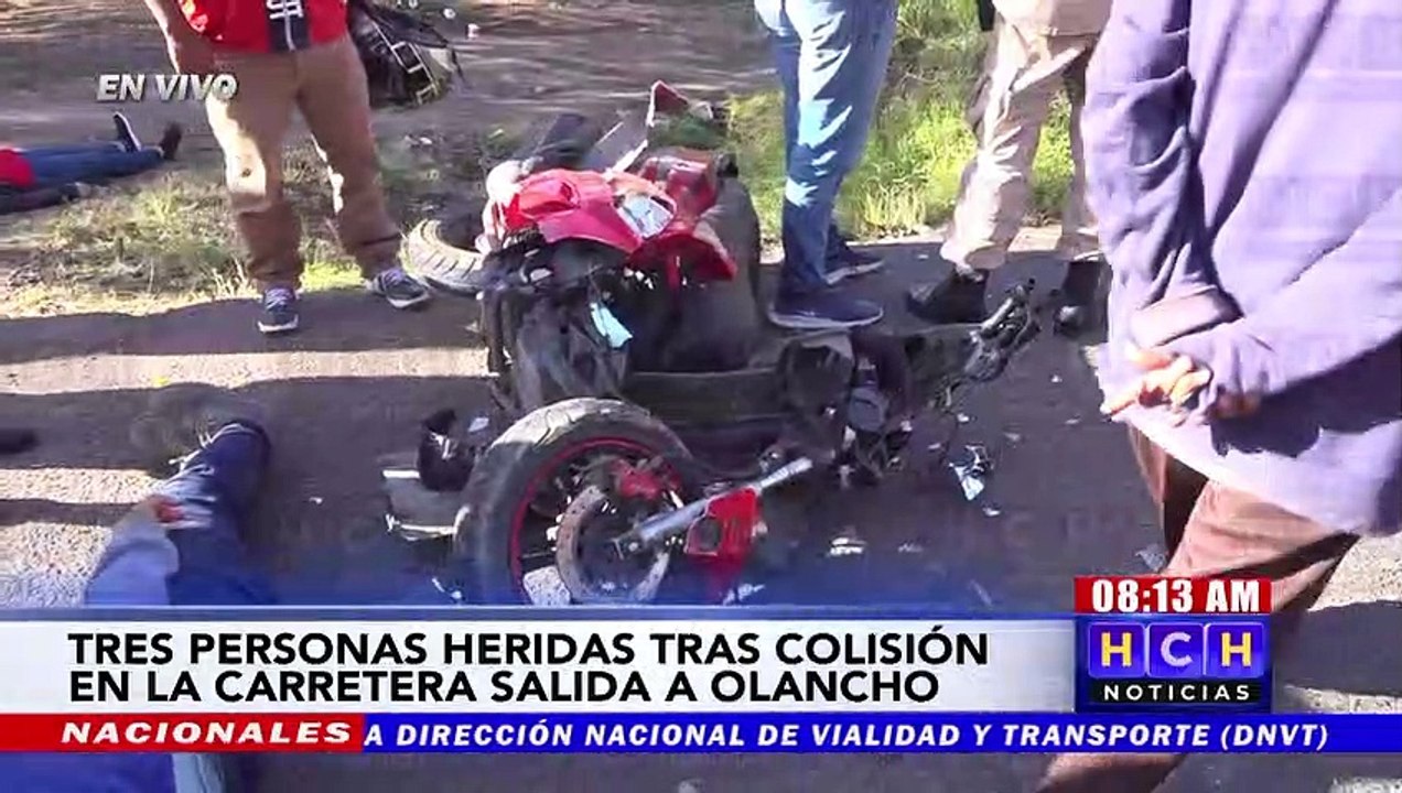 ¡Tres heridos, deja colisión frontal de motos en salida a Olancho!