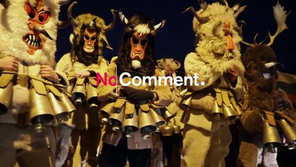 Masked dancers chase away evil at a festival in Bulgaria
