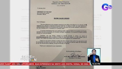 Manila City Hall pinadalhan ang University of the East ng show cause order | SONA