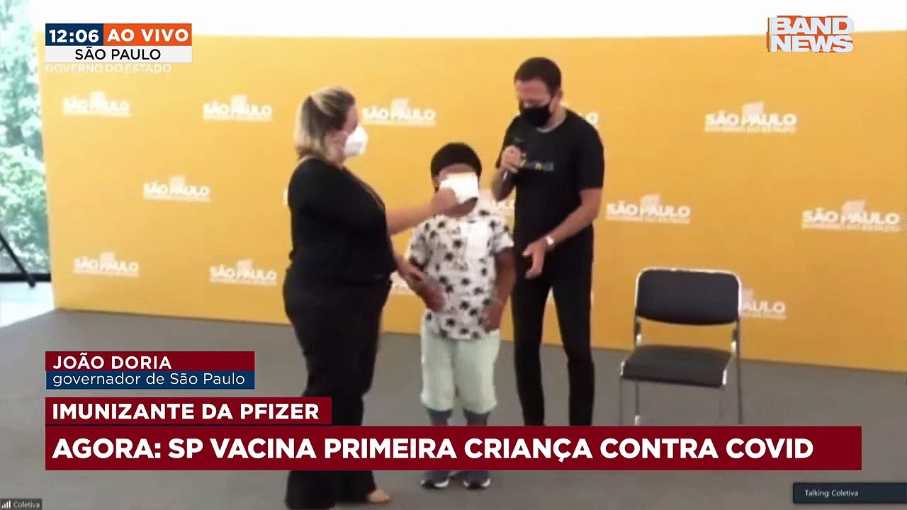 São Paulo vacina agora a primeira criança contra a Covid-19. Segundo a colunista Monica Bergamo, será um menino indígena de 8 anos que mora no estado, onde faz tratamento para uma doença genética.Saiba mais em youtube.com.br/bandjornalismo