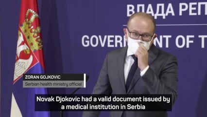 Download Video: Djokovic's PCR test 'absolutely valid' says Serbian health official