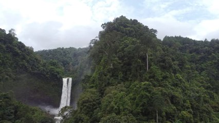 Very famous and dramatic waterfall garut in west java is land