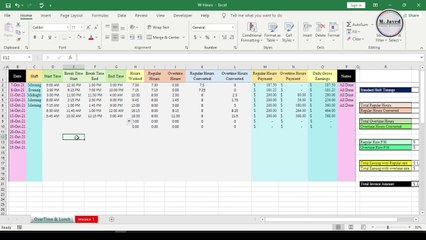 Calculate Break Time and Overtime Payments with Time Sheet