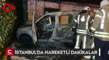 Pendik'te polis aracı yandı, alevler arşiv binasına sıçradı