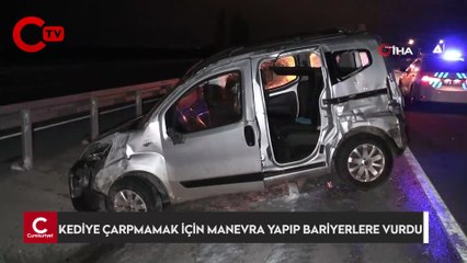 Kediye çarpmamak için manevra yapıp bariyerlere vurdu: 1 ölü, 3 yaralı