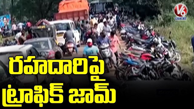 Huge Traffic Jam at Kalluru National Highway _ Krishna Dist _ V6 News