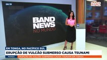 A erupção de um vulcão submerso causou um tsunami em Tonga, no Oceano Pacífico, neste sábado.