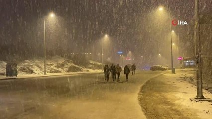 Lapa lapa karı gören sokağa çıktı