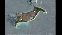 Así muestran las imágenes vía satélite la erupción del volcán en Tonga